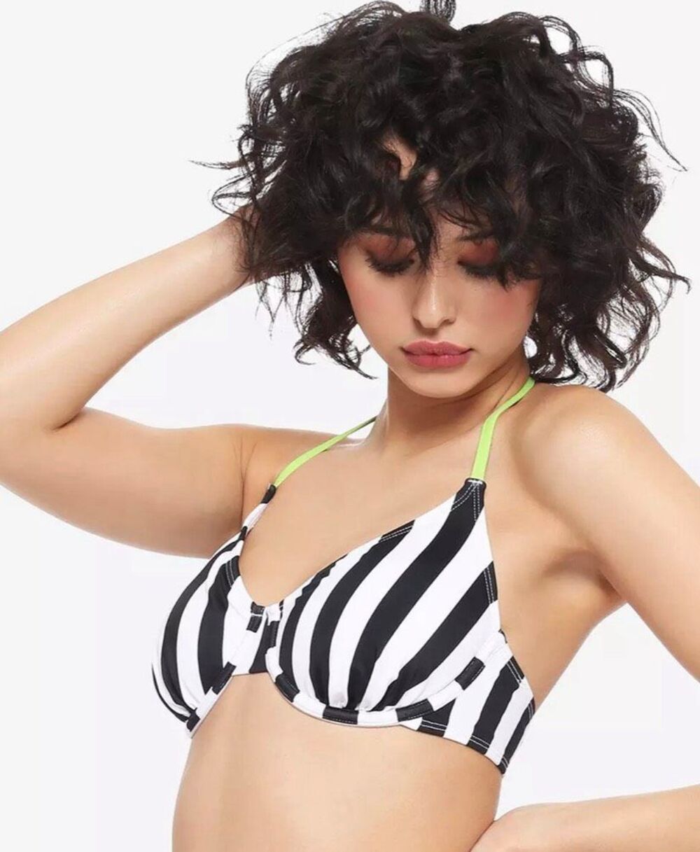 Beetlejuice Stripe Halter Swim Top Nwt Size Small